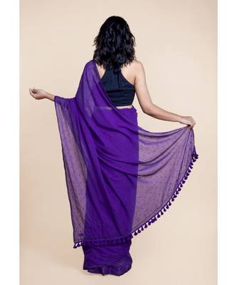 Purple Polka Dots Pure Cotton Saree 5