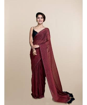 Brown Polka Dots Pure Cotton Saree 1