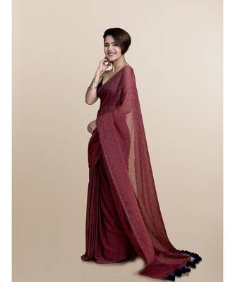 Brown Polka Dots Pure Cotton Saree 2