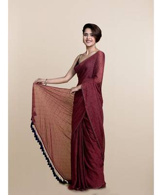 Brown Polka Dots Pure Cotton Saree 3