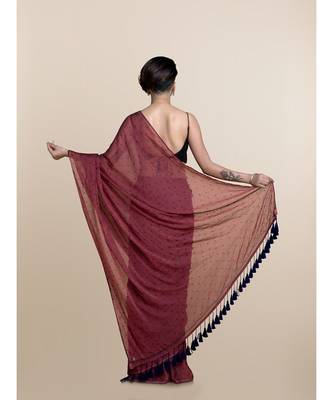 Brown Polka Dots Pure Cotton Saree 5