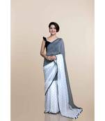 White And Grey Polka Dots Pure Cotton Saree