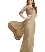 Mehendi plain chiffon saree with blouse