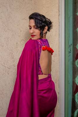 Wine Plain Cotton Saree 2