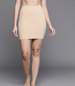 Inddus Beige Solid Micro Fiber Slimming Skirt Shapewear