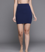 Inddus Navy Blue Solid Micro Fiber Slimming Skirt Shapewear