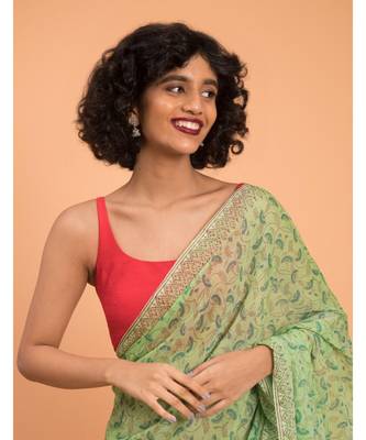 Suta Women Green Printed Pure Cotton Saree 5
