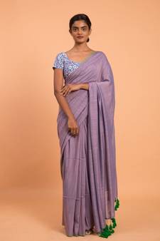 Suta Purple Cotton Viscose Solid Saree