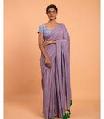 Suta Purple Cotton Viscose Solid Saree