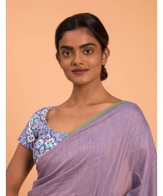 Suta Purple Cotton Viscose Solid Saree 5