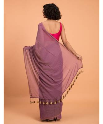 Suta Women Lavender Pure Cotton Solid Saree 4