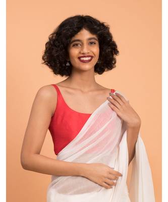 Suta Women White Solid Pure Cotton Saree 5