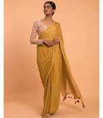 Suta Yellow Solid Cotton blend Saree