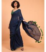 Suta Blue & Green stripes Cotton Blend Saree