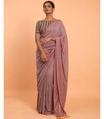 Mauve & beige coloured tasseled solid Mul-Viscose saree