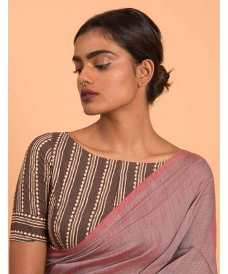 Mauve & beige coloured tasseled solid Mul-Viscose saree 5