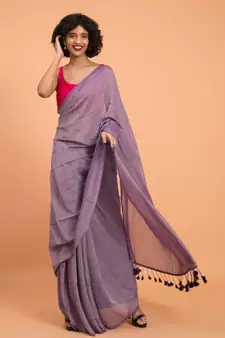 Suta women Lavender Solid Saree