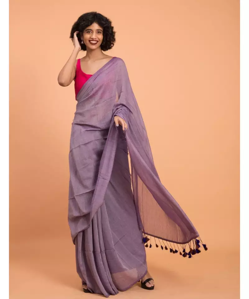 Suta women Lavender Solid Saree