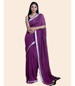 Purple And Zari Border Cotton Handloom Saree