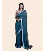 Grey And Zari Border Cotton Handloom Saree