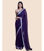 Voilet And Zari Border Cotton Handloom Saree