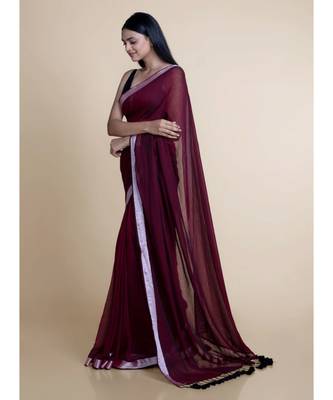 Maroon And Zari Border  Cotton Handloom Saree 2