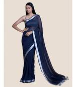 Blue Andzari Border Cotton Handloom Saree