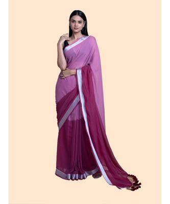 Pink Hued And Zari Border Cotton Handloom Saree 1