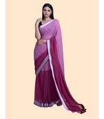 Pink Hued And Zari Border Cotton Handloom Saree