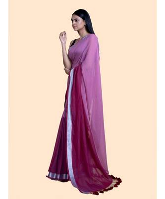 Pink Hued And Zari Border Cotton Handloom Saree 2
