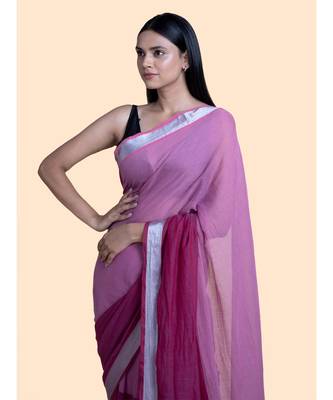 Pink Hued And Zari Border Cotton Handloom Saree 4
