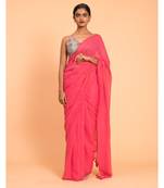 Suta Women Pink Solid Pure Cotton Saree
