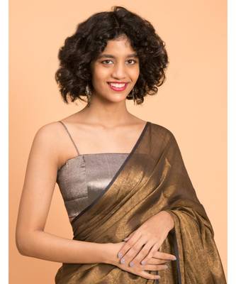 Suta Black & Gold Zari Pure Linen Saree 2
