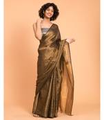Suta Black & Gold Zari Pure Linen Saree