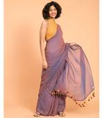 Suta Women Lavender Solid Pure Cotton Saree