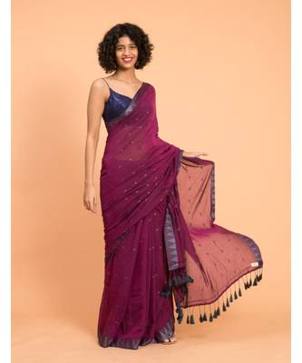 Suta Women Purple Grey Woven Mul Saree 3