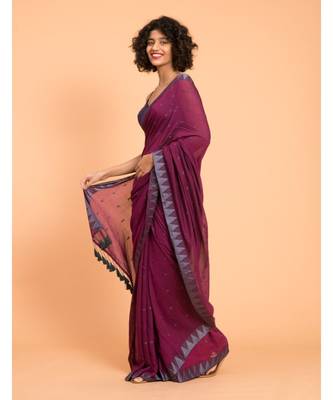 Suta Women Purple Grey Woven Mul Saree 1