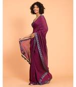 Suta Women Purple Grey Woven Mul Saree