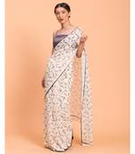 Suta White Floral printed Pure Cotton Saree
