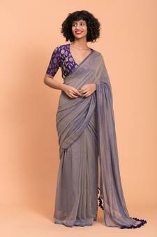 Suta Blue pure cotton solid Saree