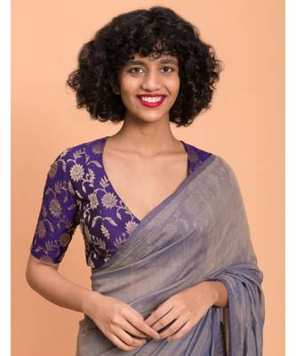 Suta Blue pure cotton solid Saree 5