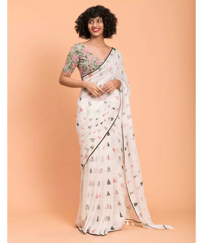 Suta White  Multicoloured printed Pure Cotton Saree