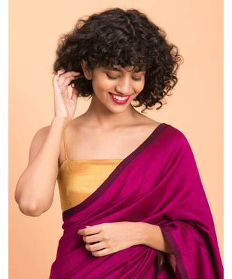 Suta Pink & Gold-Toned cotton colorblocked Saree 2