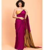 Suta Pink & Gold-Toned cotton colorblocked Saree