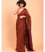 Suta Maroon  Brown Pure Cotton colorblocked Saree