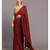 Maroon and Yellow tassles Mul Viscose solid Saree