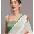 Suta Women White  Orange Floral printed Pure Cotton Saree