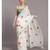 Suta Women White  Orange Floral printed Pure Cotton Saree
