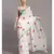 Suta Women White  Orange Floral printed Pure Cotton Saree