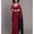 Suta Red & Navy Blue colorblocked Cotton Blend Saree